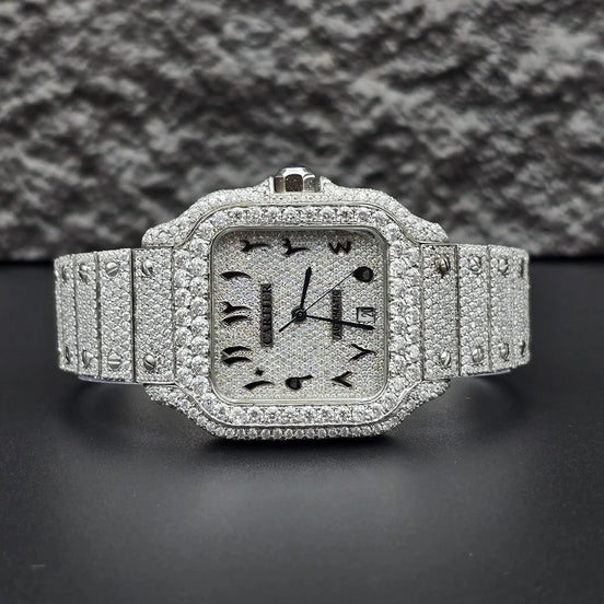 Arabic Number Iced Out Moissanite Luxury Men's Watch