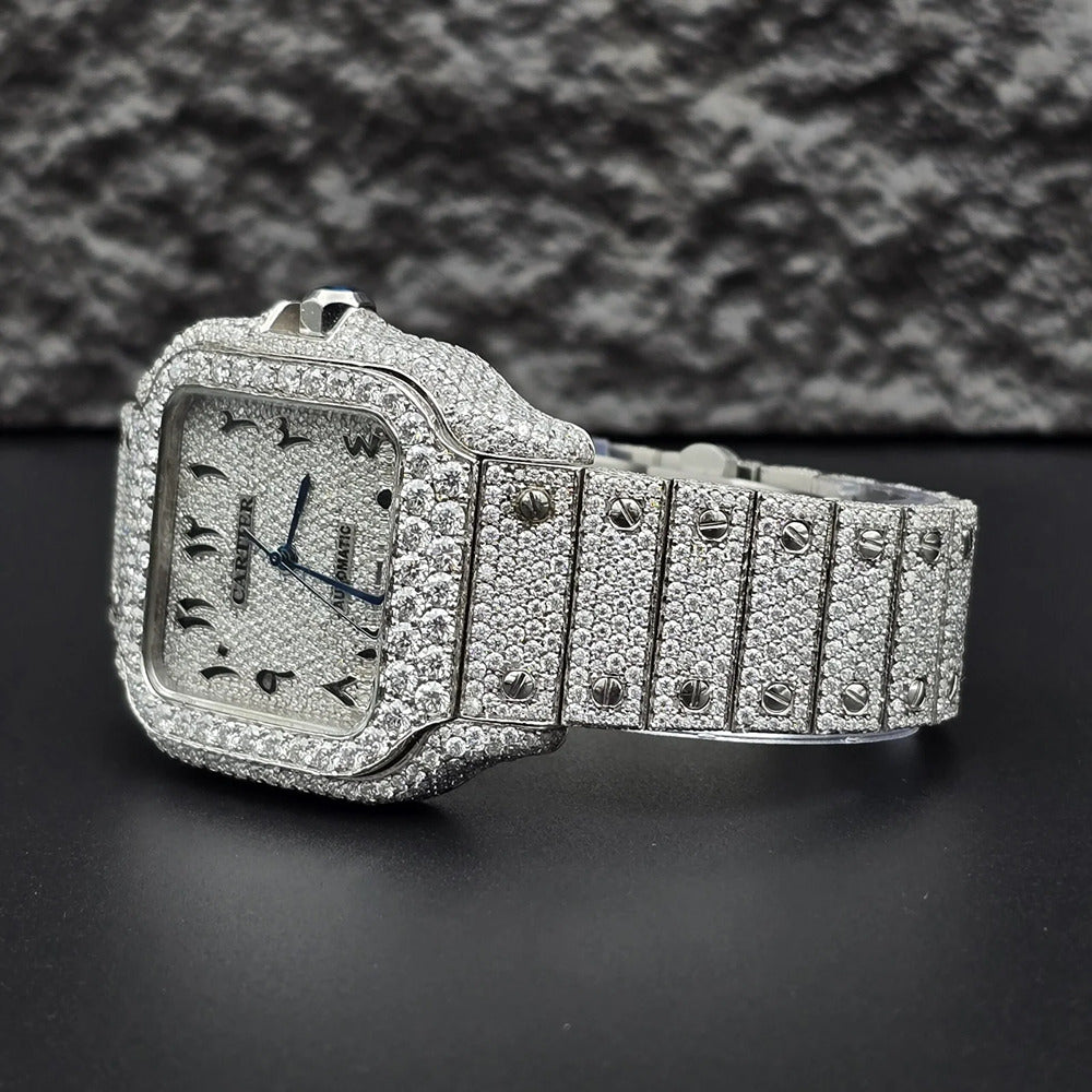 Arabic Number Iced Out Moissanite Luxury Men's Watch
