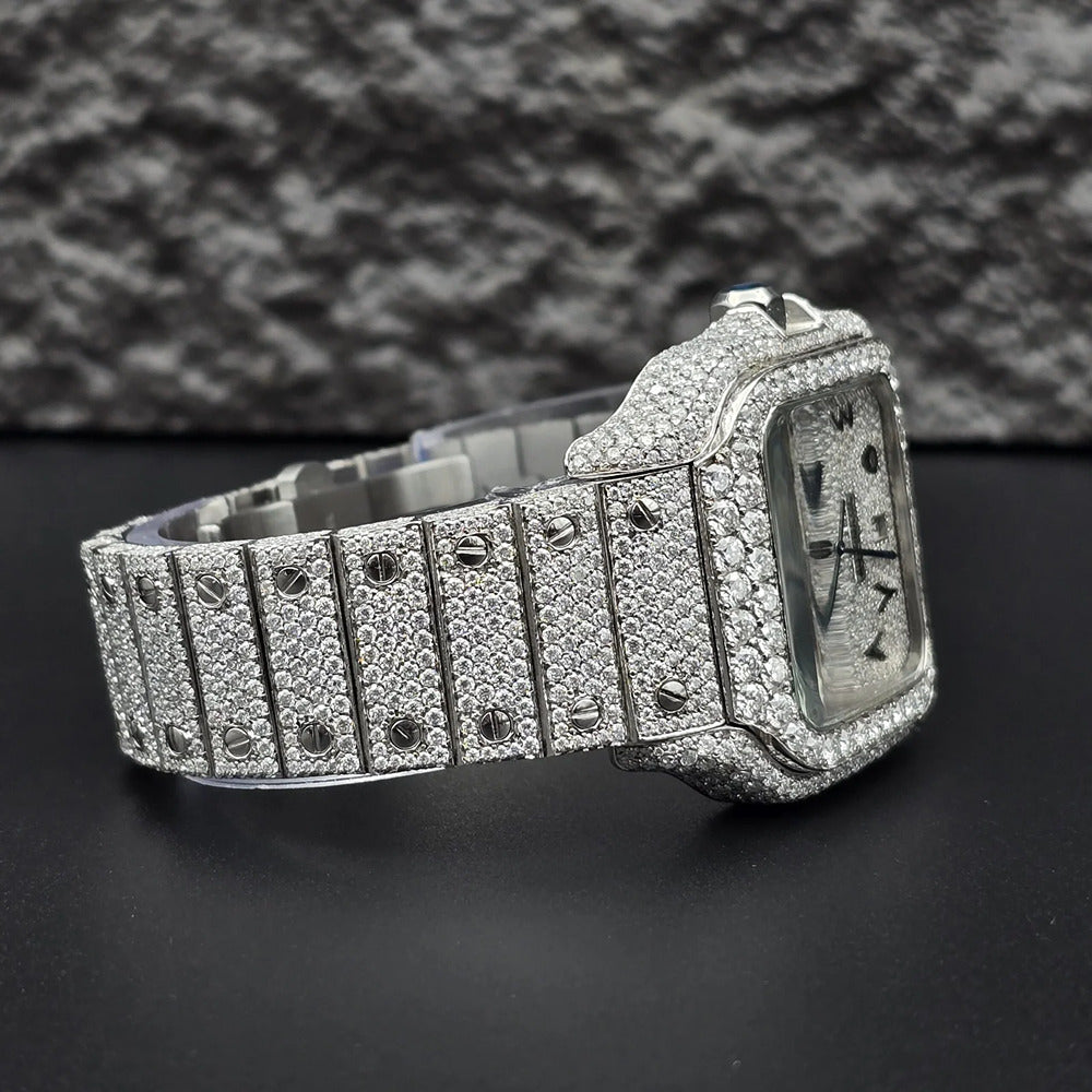 Arabic Number Iced Out Moissanite Luxury Men's Watch