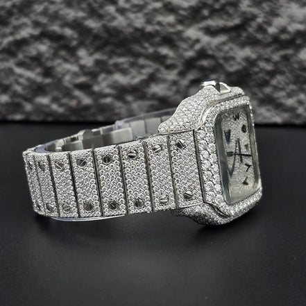 Arabic Number Iced Out Moissanite Luxury Men's Watch