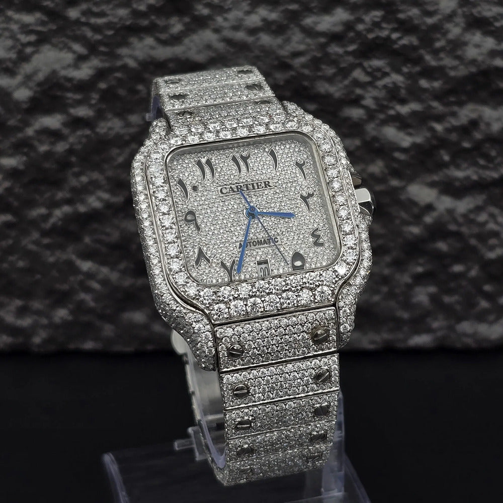 Arabic Number Iced Out Moissanite Luxury Men's Watch
