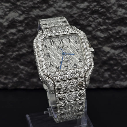 Arabic Number Iced Out Moissanite Luxury Men's Watch