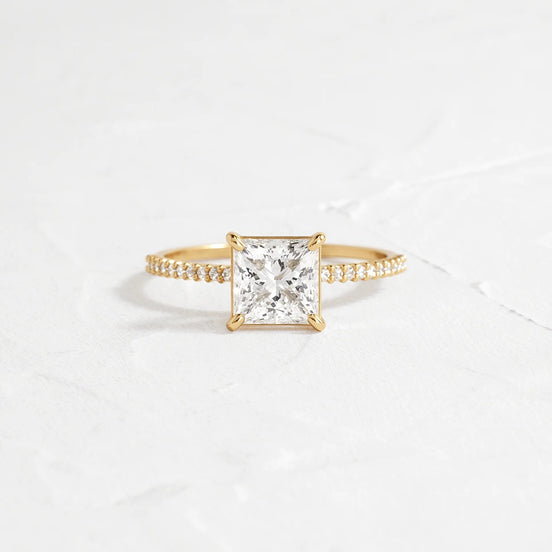 Side Accent Princess Cut D Color Moissanite Proposal Ring
