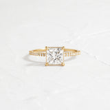 Side Accent Princess Cut D Color Moissanite Proposal Ring