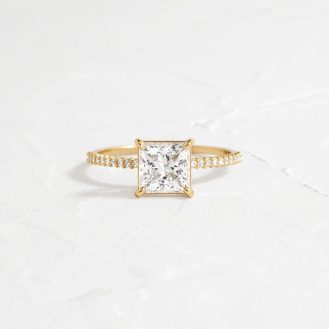 Side Accent Princess Cut D Color Moissanite Proposal Ring