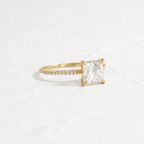 Side Accent Princess Cut D Color Moissanite Proposal Ring