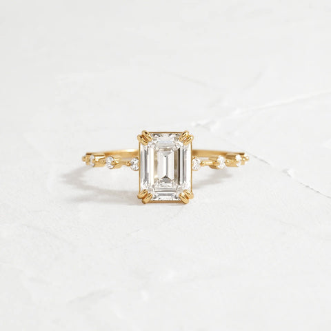 Hidden Accent Moissanite Emerald Cut Engagement Ring