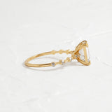 Hidden Accent Moissanite Emerald Cut Engagement Ring