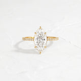 D Color Marquise Cut Pave Set Moisssanite Engagement Ring