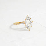 D Color Marquise Cut Pave Set Moisssanite Engagement Ring