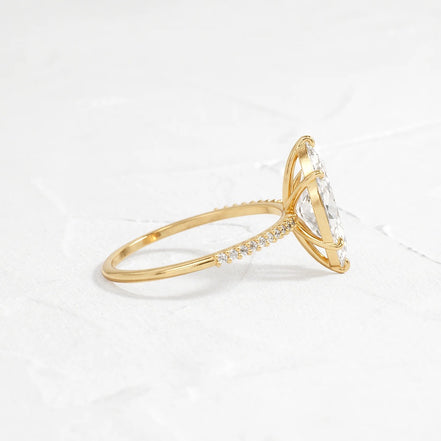 D Color Marquise Cut Pave Set Moisssanite Engagement Ring
