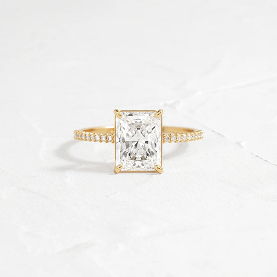 Colorless Moissanite Radiant Cut Pave Set Engagement Wedding Ring