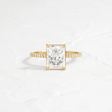 Colorless Moissanite Radiant Cut Pave Set Engagement Wedding Ring