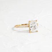 Colorless Moissanite Radiant Cut Pave Set Engagement Wedding Ring