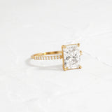 Colorless Moissanite Radiant Cut Pave Set Engagement Wedding Ring