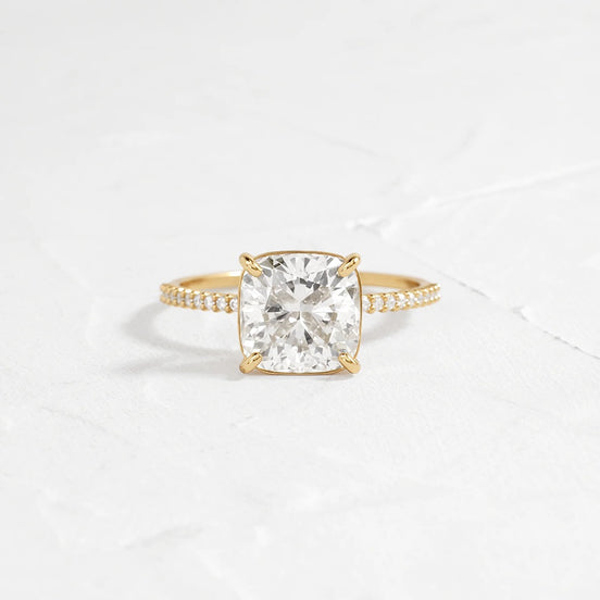 Moissanite Cushion Cut Pave Set Wedding Proposal Ring