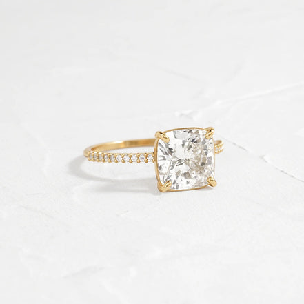 Moissanite Cushion Cut Pave Set Wedding Proposal Ring