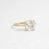 Moissanite Cushion Cut Pave Set Wedding Proposal Ring