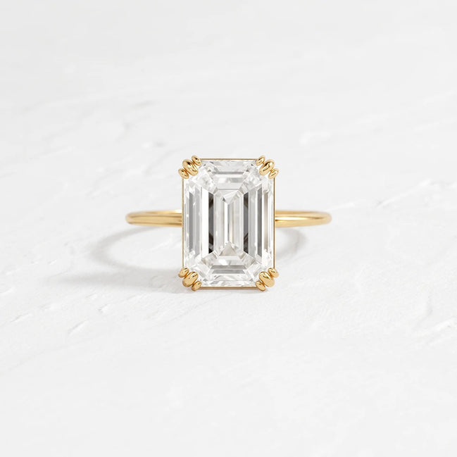 Solitaire Moissanite Emerald Cut Engagement Ring
