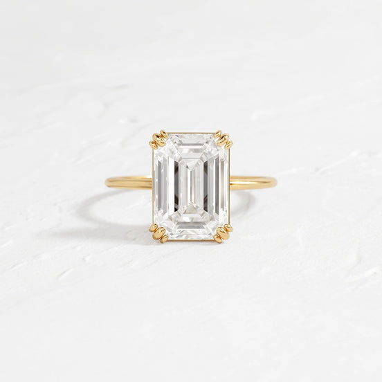 Solitaire Moissanite Emerald Cut Engagement Ring