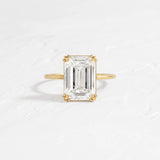 Solitaire Moissanite Emerald Cut Engagement Ring
