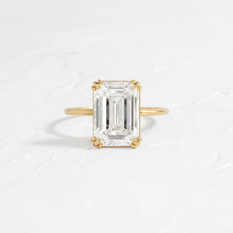 Solitaire Moissanite Emerald Cut Engagement Ring