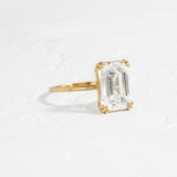 Solitaire Moissanite Emerald Cut Engagement Ring