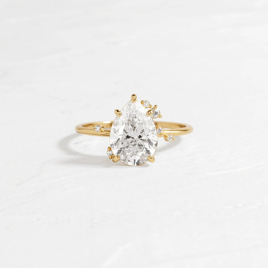 Lab Created Moissanite Pear Cut Cluster Engagement Ring