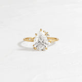 Lab Created Moissanite Pear Cut Cluster Engagement Ring