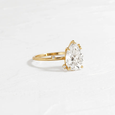 Lab Created Moissanite Pear Cut Cluster Engagement Ring