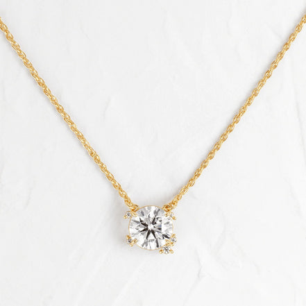 Round Cut Moissanite Colorless Vintage Pendant For Women