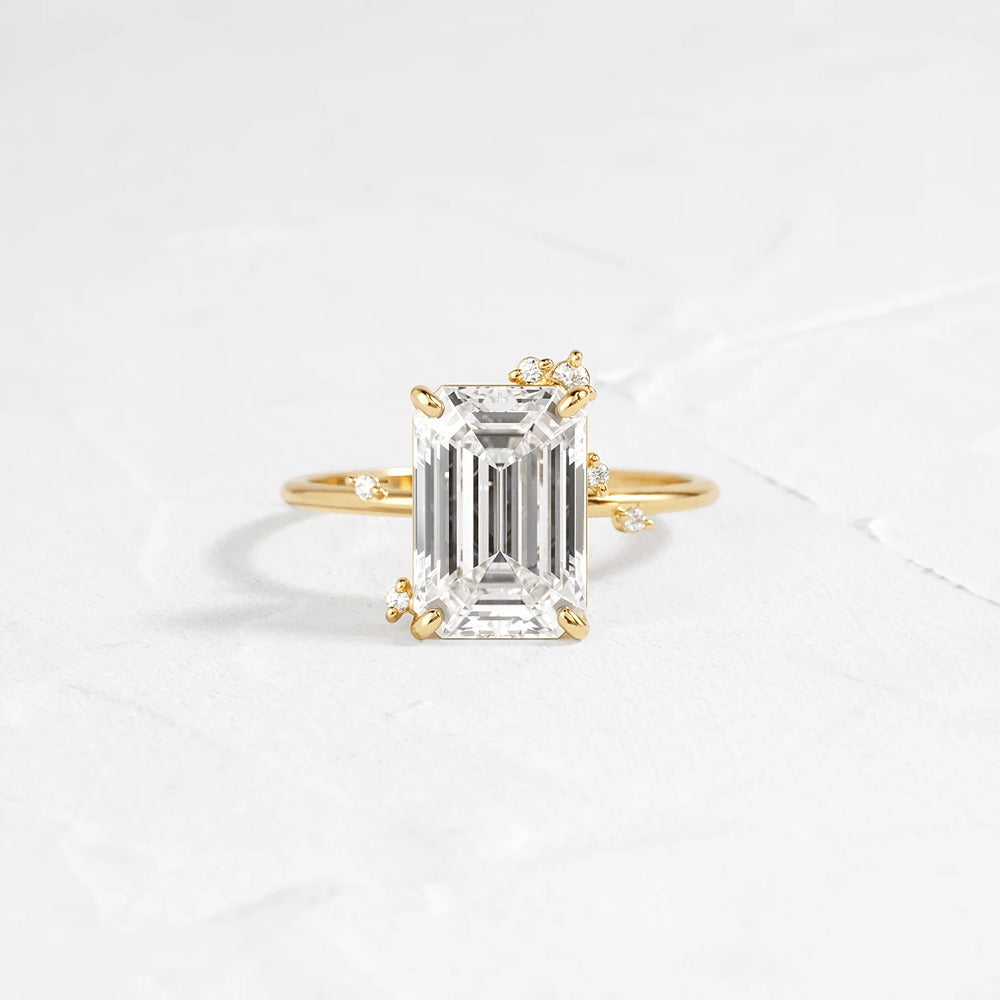 Emerald Cut Vintage Moissanite Ring Gift For Women