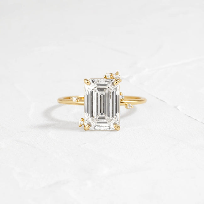 Emerald Cut Vintage Moissanite Ring Gift For Women