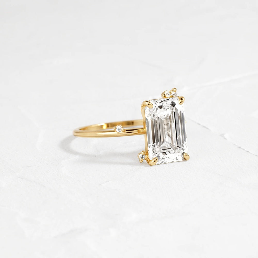 Emerald Cut Vintage Moissanite Ring Gift For Women