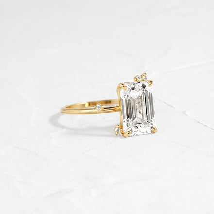 Emerald Cut Vintage Moissanite Ring Gift For Women