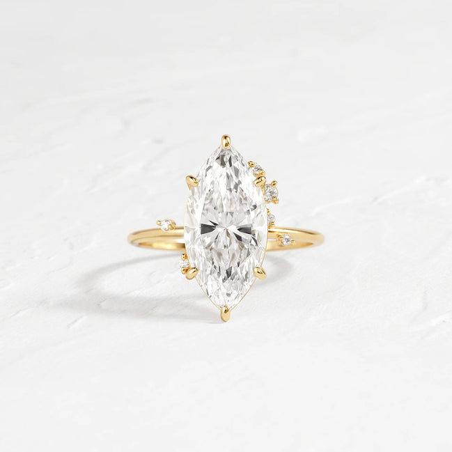 Marquise Cut Cluster Moissanite Engagement Wedding Ring