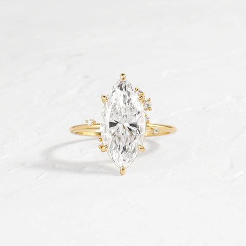 Marquise Cut Cluster Moissanite Engagement Wedding Ring