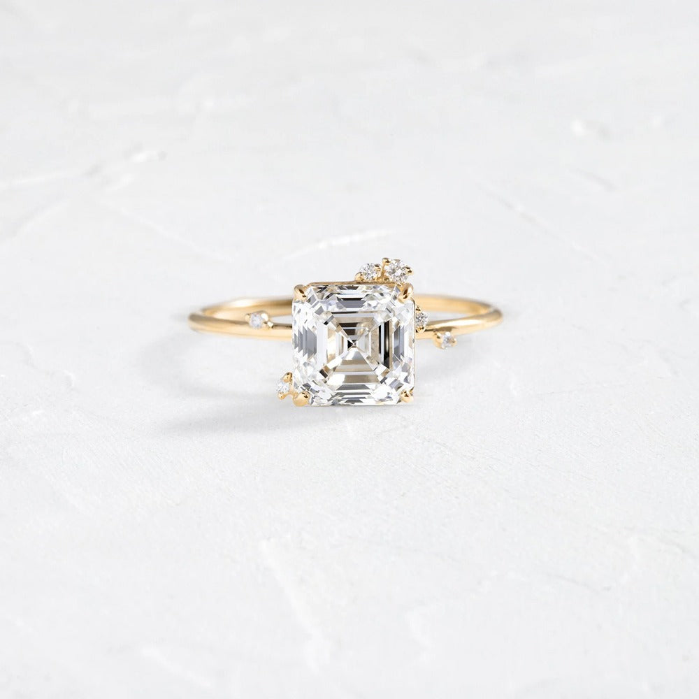 Cluster Moissanite Asscher Cut Wedding Ring For Women