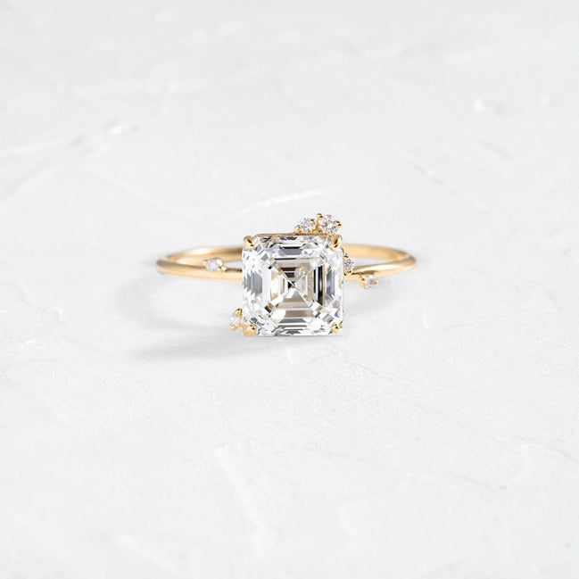 Cluster Moissanite Asscher Cut Wedding Ring For Women
