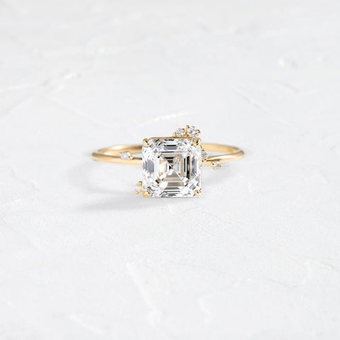 Cluster Moissanite Asscher Cut Wedding Ring For Women
