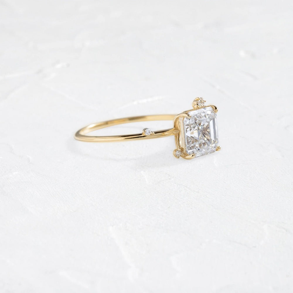 Cluster Moissanite Asscher Cut Wedding Ring For Women
