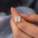 Princess Cut Moissanite Cluster Engagement Ring
