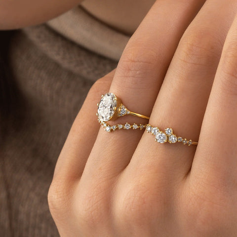 Round Cut Moissanite Curved Eternity Wedding Band