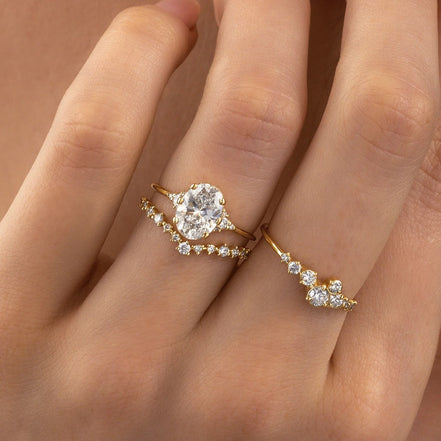 Round Cut Moissanite Curved Eternity Wedding Band