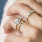 Pav Set Colorless Moissanite Asscher Cut Engagement Ring