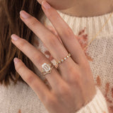 Emerald Cut Cluster Colorless Moissanite Wedding Ring