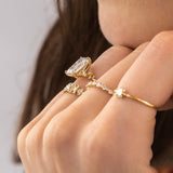 Emerald Cut Cluster Colorless Moissanite Wedding Ring