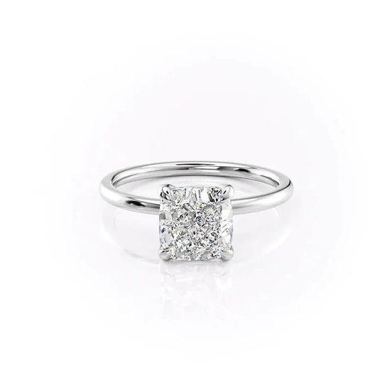 Moissanite Unique Hidden Accent Cushion Cut Wedding Ring