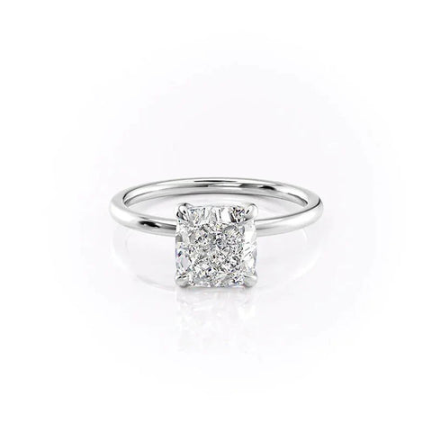 Moissanite Unique Hidden Accent Cushion Cut Wedding Ring