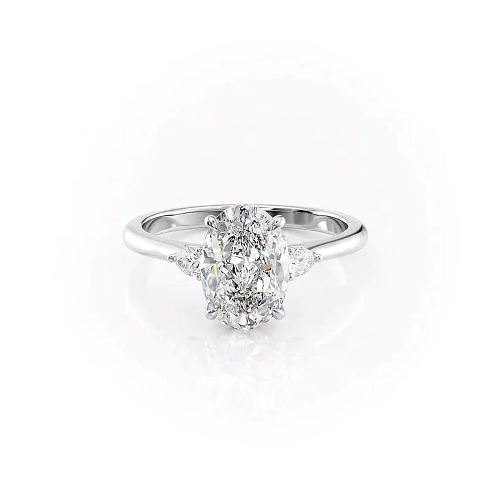 Moissnaite Oval Cut Three Stone Engagement Ring